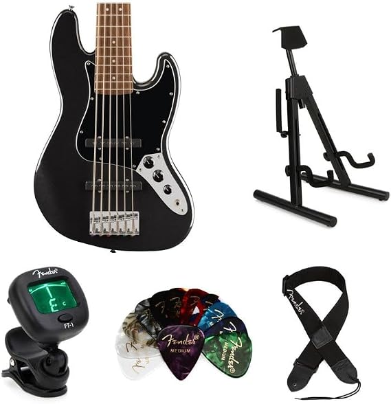 Squier Affinity Series Active Jazz Bass V Essentials Bundle - Black
