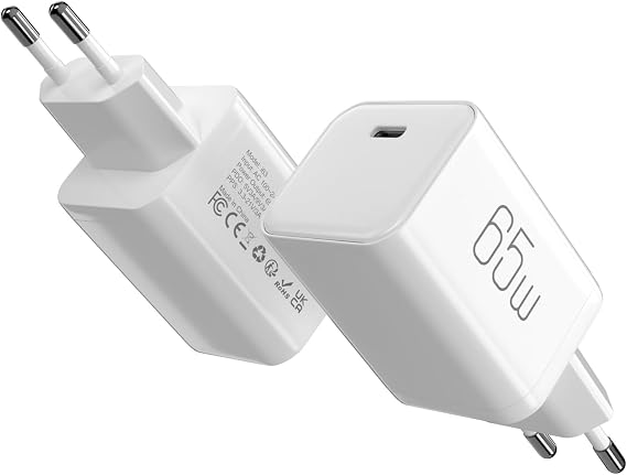 Pack of 2 65 W USB C Charger GaN Fast Charger USBC Power Supply PPS Charging Plug USB-C Adapter for iPad Pro/Galaxy S22/S20/iPhone 17 16 15 14 13 12