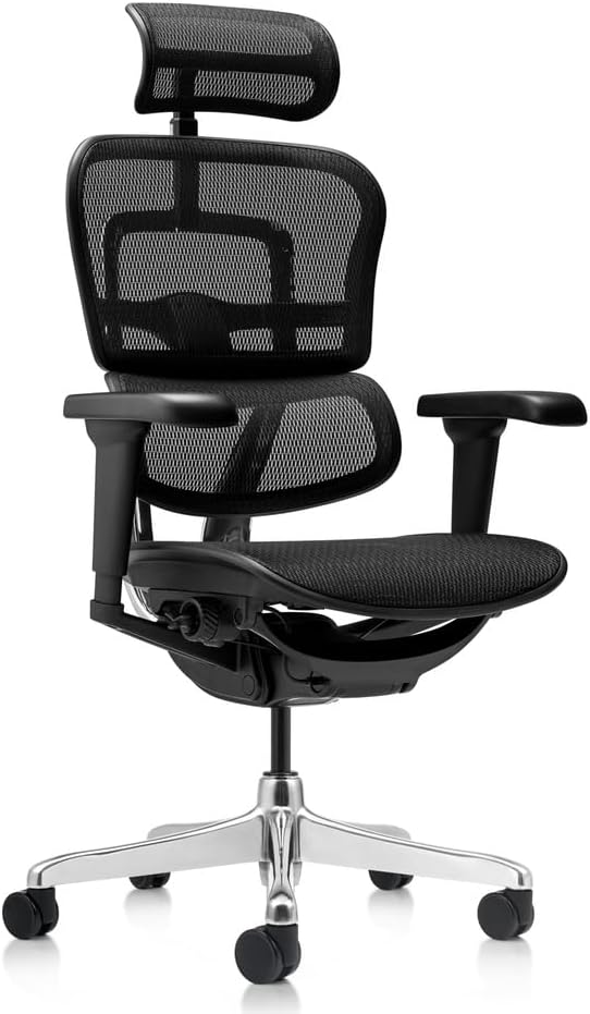 hjh OFFICE Ergohuman Ultra GEN2 Ergonomic Office Chair with Flexible Lumbar Support Mesh Cover Black