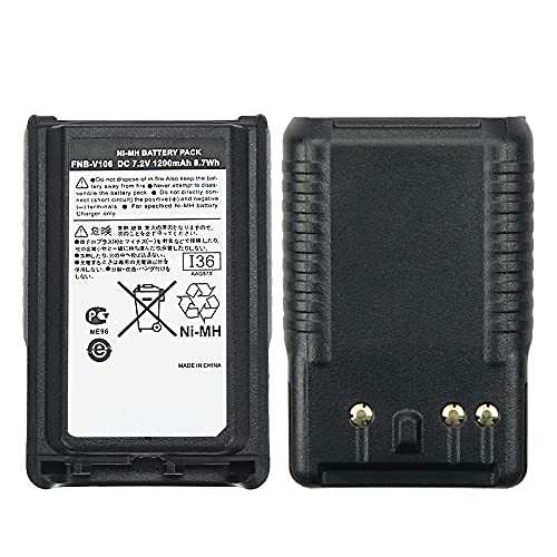 7.2V 1200mAh FNB-V106 Replacement Ni-MH Battery Compatible for Yaesu Vertex Standard VX-230 VX-231 VX-231L VX228 Radios