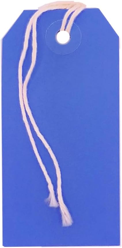 K-Kraft Gift Tags with String Options (#1 = 2.75 x 1.3 inches, PRE-Strung Blue)