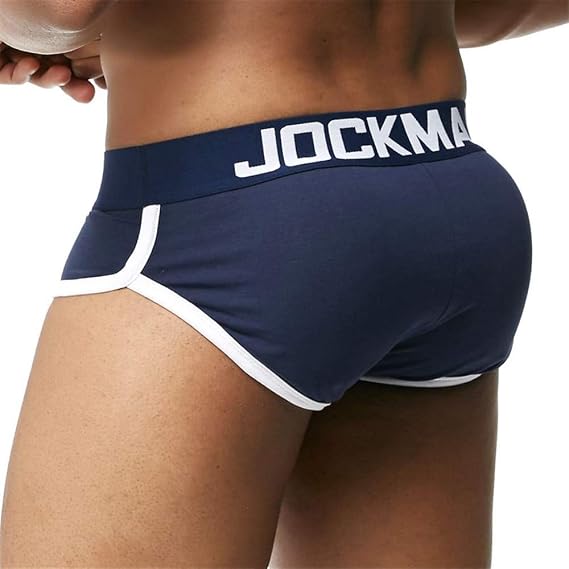 JOCKMAIL Men's Briefs with Butt Pad Underwear Sporty Cycling Underwear Briefs Cotton Hip-up Underwear Bulge Front and Back Pad Push Up Cup Underwear