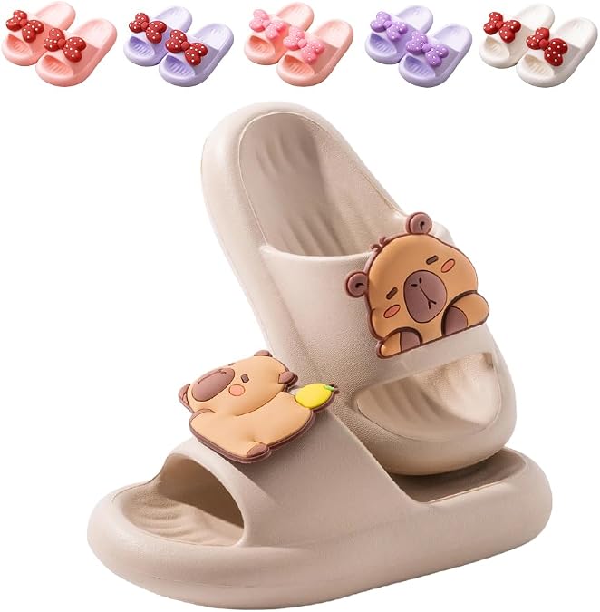 Kids Sliders Girls Boys Bow Dinosaur Summer Slippers Anti-slip Kids Flip Flops for Toddler Beach Pool Slide Sandals