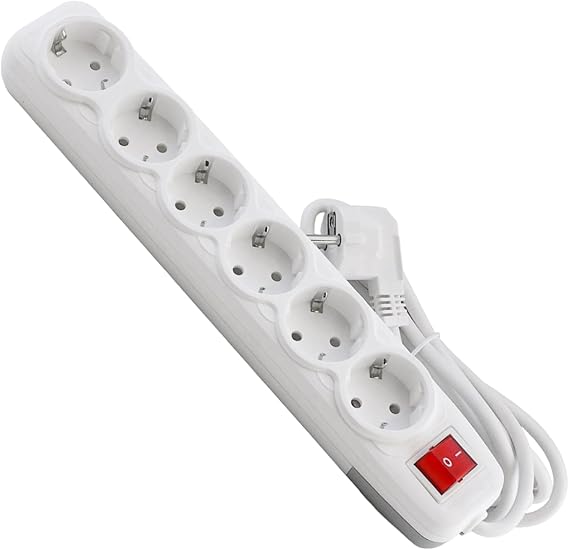 Badem10 Kablolu 6'lı Topraklı Grup Priz Fiş Çoğaltıcı 10 Metre Çoklu Asmalı Uzatma Kablosu Anahtar Düğmeli