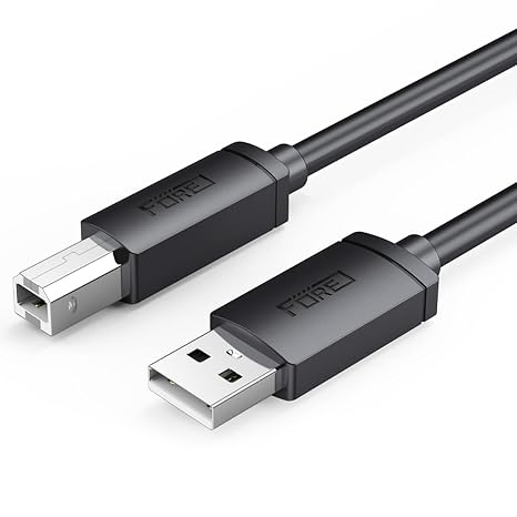 FORE 2m MIDI Cable Type-B for Musical Instrument Compatible with MIDI Keyboard, Electronic Piano/Drum, Synthesizer, Audio Interface for Editing&Recording Track for Studio USB 2.0 Black