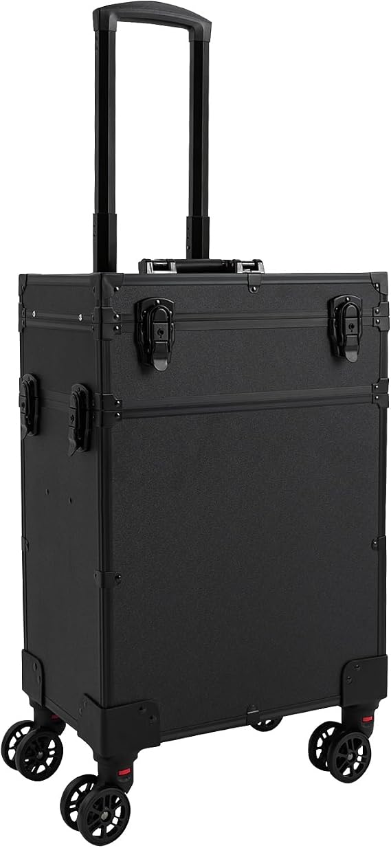 3 Tier Makeup Case w/LED Light, Rolling Lockable Makeup Case, Large Storage Cosmetic Trolley, Hairdressing Trolley Stylist Beauty Luggage Travel Organizer Tool Box for Make Up Artists (3 Tier)
