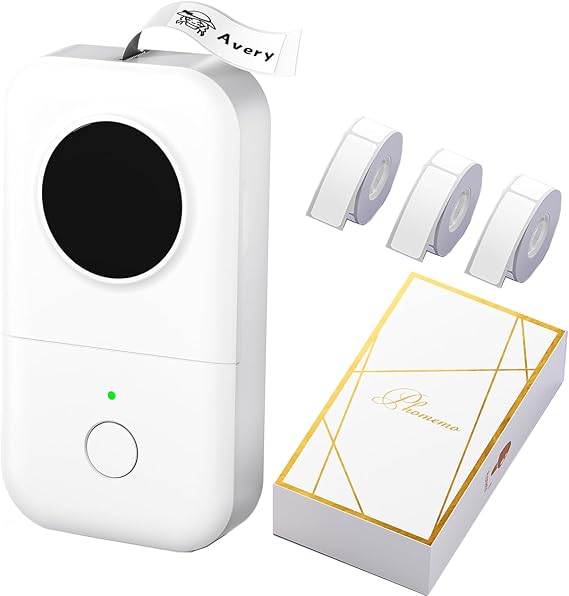 Phomemo Label Maker Machine with 3 Tapes, D30 Small Bluetooth Label Maker | Thermal, Rechargebale Label Make with Multiple Templates Fonts Icon for Back to School Supplies, White for Teacher, Kids