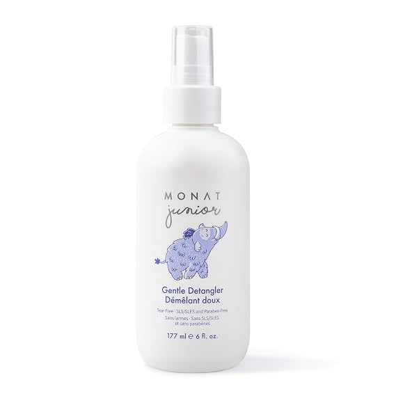 MONAT JuniorTM Gentle Detangler - Safe and tear free Hair Detangler Spray for children. All Natural Tear-free, Sulfate & Paraben-free- Net Wt. 177 ml e / 6 fl. Oz.