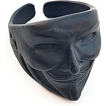 V For Vendetta Mask Model Adjustable Black Men's Ring