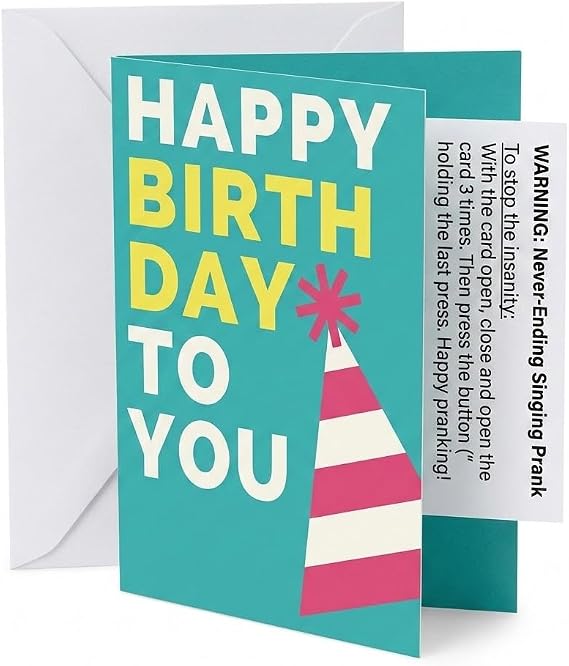 FUN delivery Crappy Birthday Card Nonstop Musical Prank | Annoying, Endless and Impossible-to-Stop Music, Funny Gag Gift, Harmless Prank, Friends, Coworkers and Family Reactions