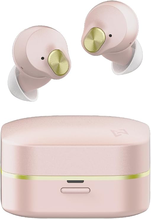 AVIOT TE-Q3 Small Active Noise Cancelling Wireless Earbuds, Bluetooth 5.3, Multipoint Connection, Built-in Mic, Medical Grade Silicone, Up to 42 Hours Playtime, IPX4 Waterproof (Pink)