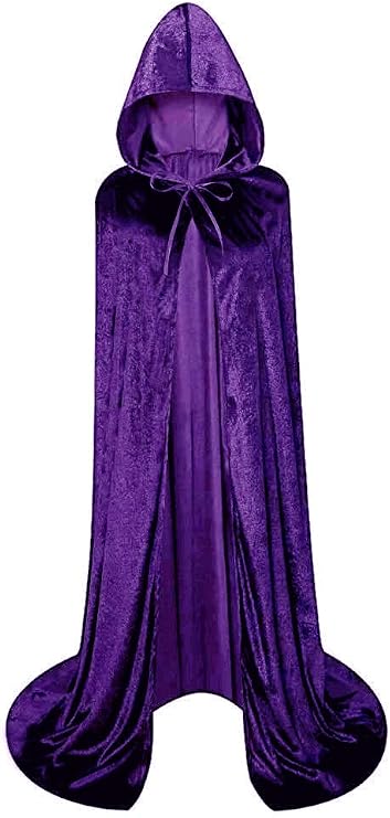 LHJ Unisex Full Length Hooded Robe Cloak Long Velvet Cape Cosplay Costume
