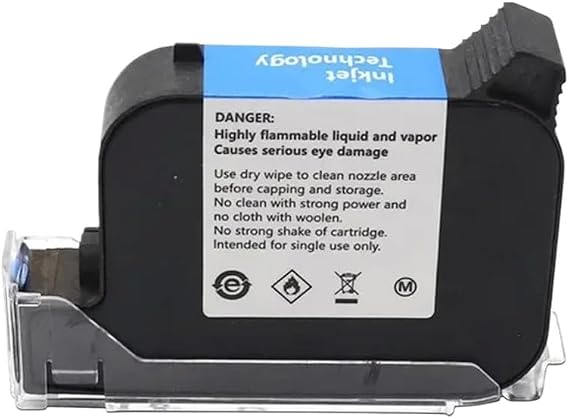 JS12 Ink Cartridge Replacement Compatible with JS12 JS12M JS12M 600DPI 12.7mm Handheld Thermal Inkjet Printer Fast Dry Eco Solvent Ink 1 Piece(JS12-Black)