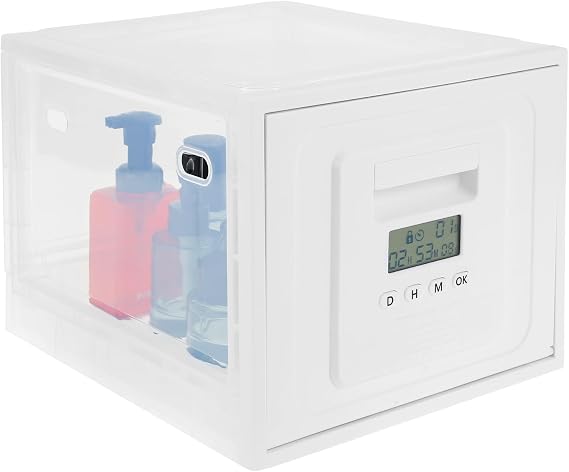 Timed Lock Box, 13.8L Large Lockable Storage Box with Timer Locking Storage Container Medication Lockable Container Food Safe Locking Boxes for Medicine, Food, Phone, Office Documents Safety