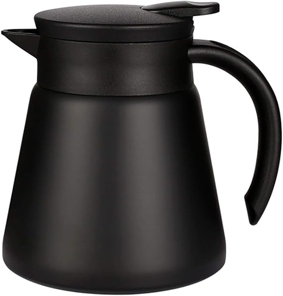 Thermal Coffee Carafe Tea Pot 20 Oz Stainless Steel Insulation Pot Double Wall Vacuum Insulated Coffee Water & Beverage Dispenser (Black)