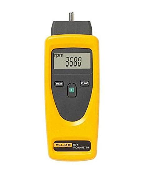 Fluke 931 Tachometer Meter | Non-Contact Optical Measurement, Contact Measurement, 1 to 99,999 RPM Range, Includes Reflective Tape & Accessories