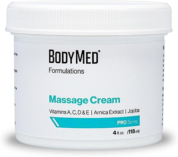 BodyMed Formulations Massage Cream, 4 oz. Fragrance-Free, All-Natural Cream for Massage Therapy Leaping Bunny Certified with Arnica Extract & Jojoba Non-Staining, Paraben Free
