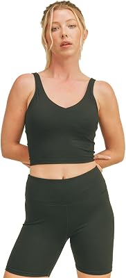 Kimberly C Womens Workout Cropped Tank Top with Removable Bra Pads Gym Fitness Active Yoga-Black-Large