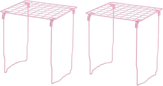 Tilami Stackable Locker Shelf, 2 pc Steel Organziers, Office Accessories, Fits for 12" Width (Pink & Pink)