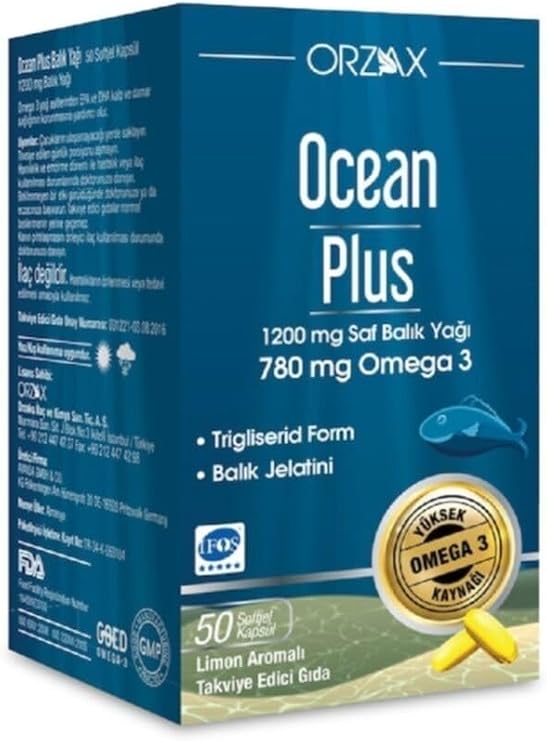 Ocean Plus Omega 3 1200 mg Balık Yağı, 780 mg Omega 3, 50 Kapsül TYB235168189D211022075626