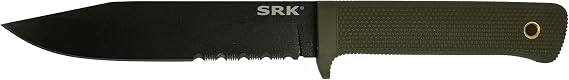 Cold Steel Exclusive SRK Fixed Blade Knife 6" Partially Serrated Clip Point SK-5 Black Blade Kray-Ex Handle OD Green