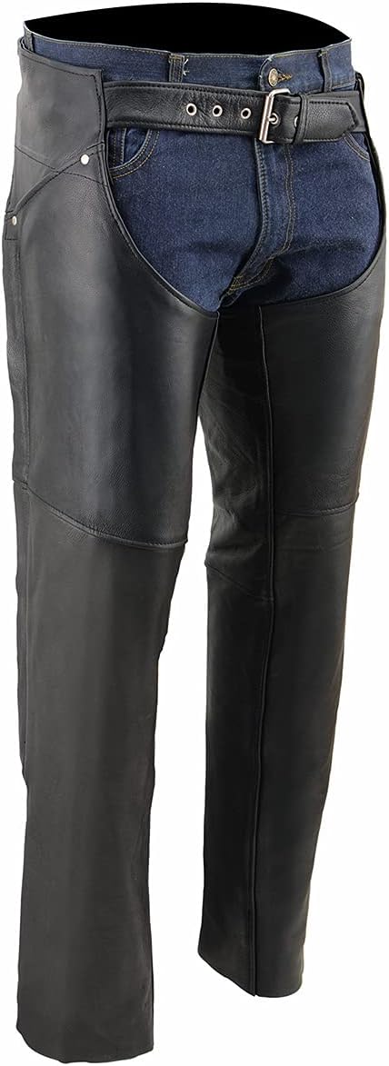 Milwaukee Leather Chaps for Women Black Naked Skin - Deep Hip Pockets and Back Thigh Laces Motorcycle Chap - ML1173 - X-Large