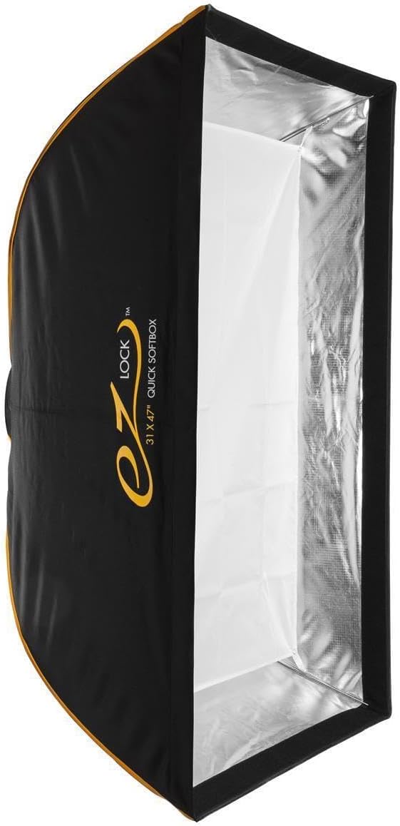 Glow EZ Lock 31x47" Quick Strip Rectangular Bowens Mount Softbox Lighting Kit with External, Internal Diffusers, Deflector Disk and Grid, Folding Softbox for Studio Lighting