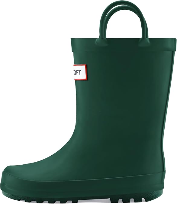 mysoft Kid Rain Boots Toddler Rubber Waterproof Boot Boy Girl with Handle