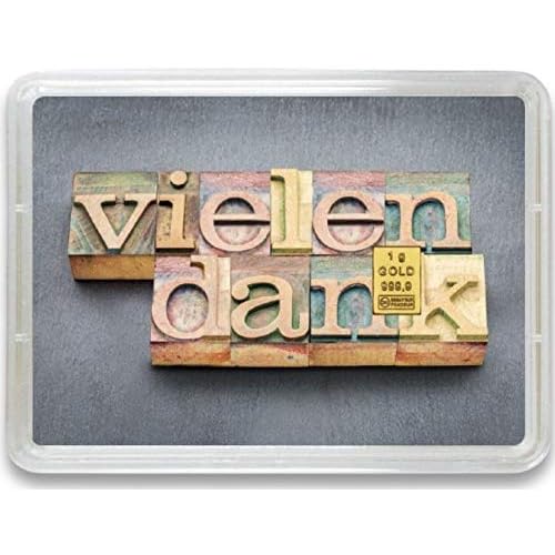 Gold Bar 1g - Gift Motif Box Thank You - Valcambi ESG - Fine Gold 999.9 (1g Gold)