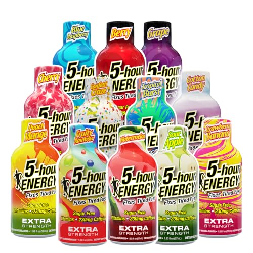 5 Hour Energy Shots Variety Pack- Assortment Of Regular & Extra Strength, 1.93 Fl Oz Pack of 12