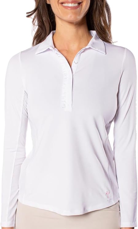 GOLFTINI Long Sleeve Ruffle Tech Polo