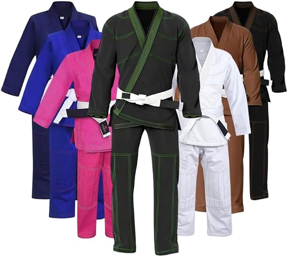 Bjj Gi, Lightweight Jiu-Jitsu Gi for Men Women and Kids with a White Belt, Preshrunk 450 GSM Fabric (Grey, 0000)