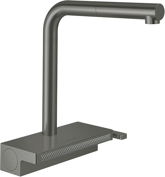 hansgrohe Aquno Select Black Single-Handle Kitchen Faucet, Kitchen Faucets with Pull Out Sprayer, Faucet for Kitchen Sink, Magnetic Docking Spray Head, Brushed Black Chrome 73836341