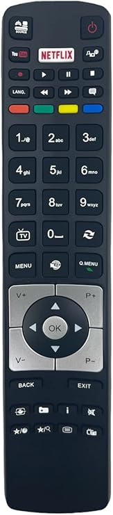 Remote Control for Telefunken, Hitachi, Digihome, Techwood, Linsar, Bush LCD LED 3D HD Smart TVs - Features Netflix Button - Models RC5118 and RC5118F - Streamlined Replacement for Total Control