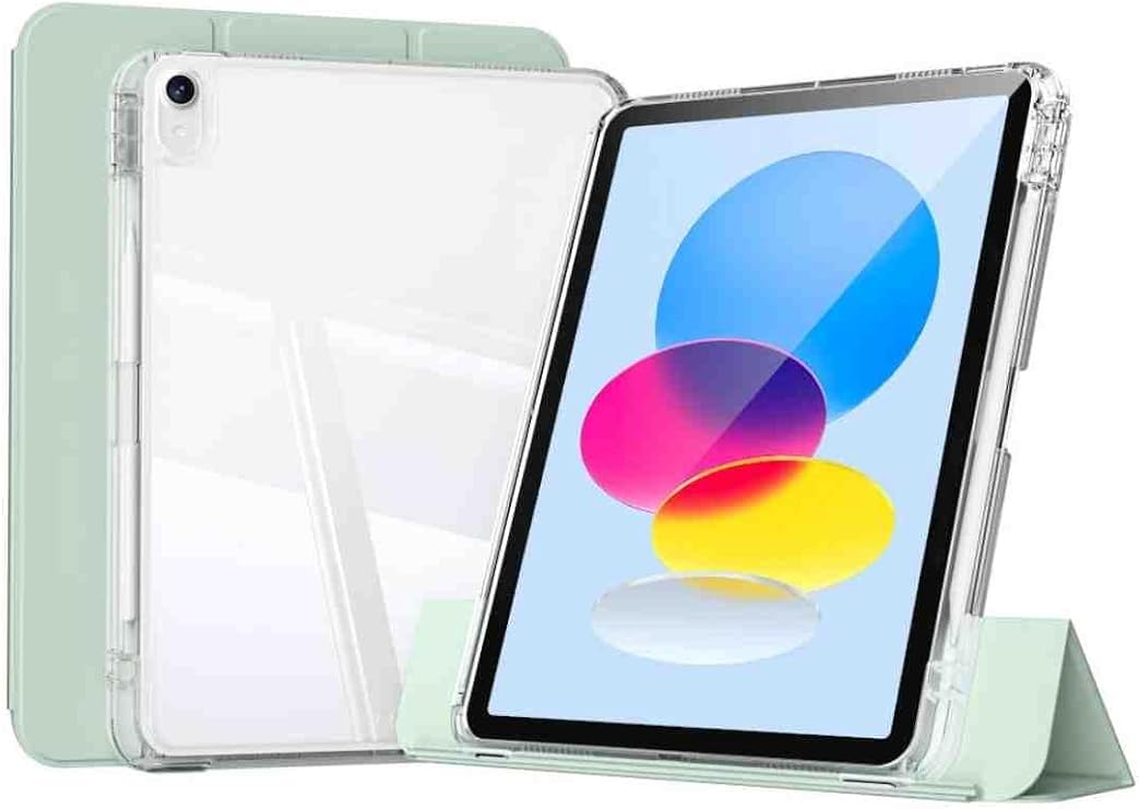 iPad 11. Nesil Uyumlu A16 2025 Airbagli Manyetik Ayrılabilen Fuchsia Sliding Tablet Kılıfı Açık Yeşil