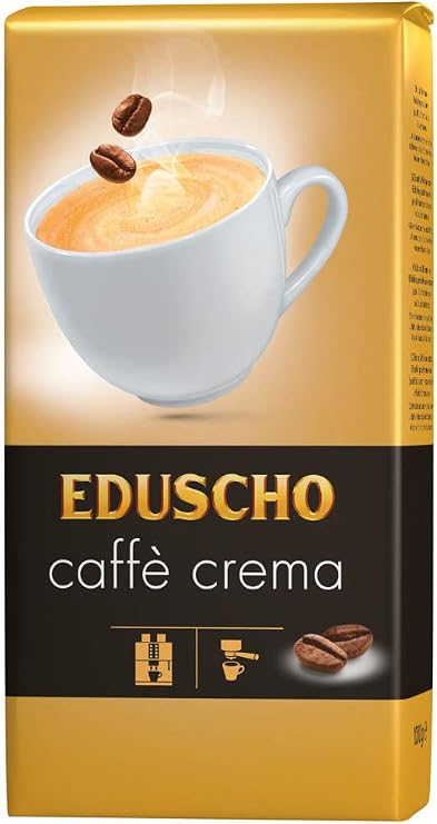 Eduscho Caffe Crema - Roasted Whole Coffee Beans - 1kg, yellow, black
