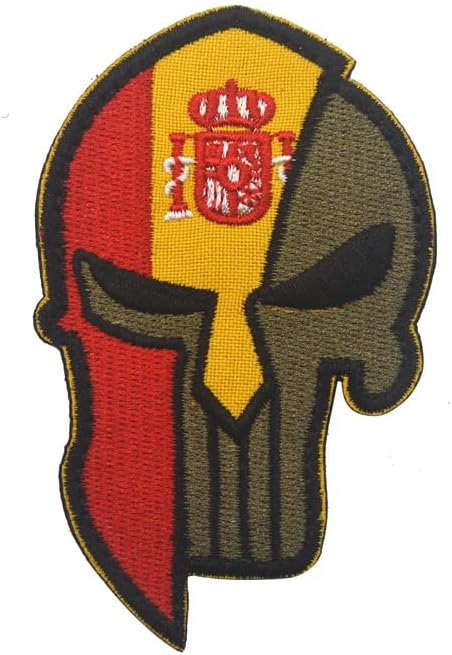 National Flag Skull Patches,Embroidered Tactical Morale Spanish Patch Hook and Loop Fastener Sew on Backpack Jacket Cap Uniform Coat Hat (Spain)