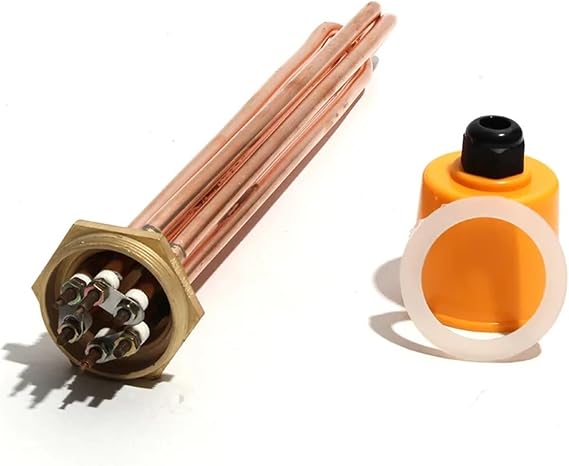 SSIMOO DN40 Copper Water Heater Element for Boiler Hexagon 1.5" Thread Heaters 110/220/380V Copper Thread Tube 3/4.5/6/9/12KW Kindly (Size : 1-220V, Color : 9KW 295mmL)