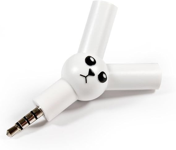 Suck UK Jack Rabbit Headphone Splitter - Portable & Easy to Plug in for Music Sharing - Rabbit Shaped Adapter Fits in Pocket Easily - Full Stereo Sound - Ideal Father's Day & Music Lover Novelty Gift