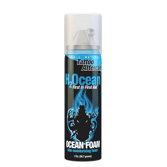 H2Ocean Ocean Foam Tattoo Aftercare, Water Based Ink Sealer & Skin Moisturizer 2oz