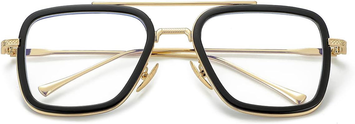 Tony Stark Style Blue Light Blocking Glasses for Men Women Square Frame