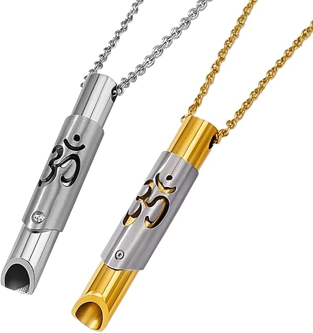 MirMind 2Pcs Breathing Necklace for Stress Relief-Mindful Exhale Tool Anxiety Reduction, Meditation & Relaxation-Stainless Steel Pendant for Deep Mindfulness Breathing-Portable Calm Aid