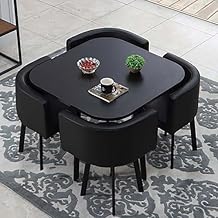 Kitchen Dining Table Set Round Breakfast Bar Round Furniture Table and Chair Set Round Conference Table, 1 Table and 4 Chairs 5 Piece Set for Dinning Room/Kitchen 80x75cm/31.5x29.5in(WxH) #39