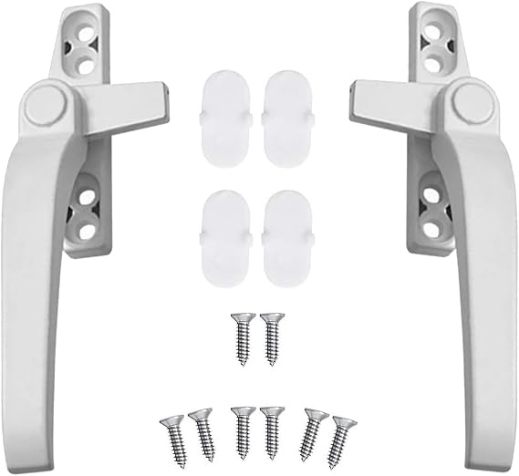 2-Pack UPVC Window Handles - Universal Replacement Handles with Keys, White Locking Handles for PVC Windows, Left & Right Fitting
