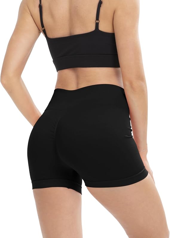 Women High Waist Yoga Booty Shorts V Back Workout Spandex Seamless Dance Hot Pants Butt Lifting Shorts Rave Outfits