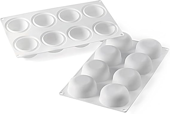 Silikomart STONE 85 Silicone Mold 8 Cavities with Border 2 1/2" x 2 1/2" x 1 1/8" Non-Stick Mold for Cakes, Plated Desserts, and Mousse