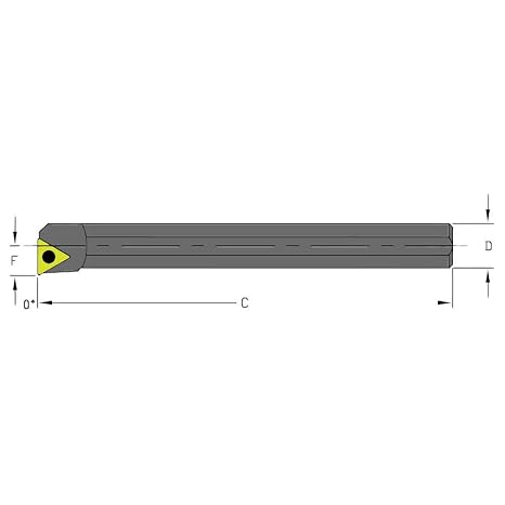 Ultra-Dex S05G STFCR1.2 Steel Boring Bar to Hold a Positive TCMT 1.21.20.5 at 0 Degree Lead, Right Hand, No Flat/Coolant, 0.312" x 3.5", 0.340" Minimum Bore