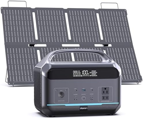 DaranEner Portable Power Station 600W with Solar Panel 80W, 288Wh LiFePO4 Battery Backup w2 AC Outlets, 1.7H Fast Charging Solar Generator for Camping, RV Travel, Home Emergencies