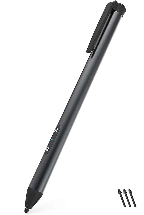Digital Pen 4096 Pressure Levels, Microsoft Certified, Compatible with Surface Books, Pro 1 & 2, Go 1 & 2, Studio, Laptop, HP, Dell, Asus Series, Rechargeable & Palm Rejection MPP 2.0, 3 Extra Tips