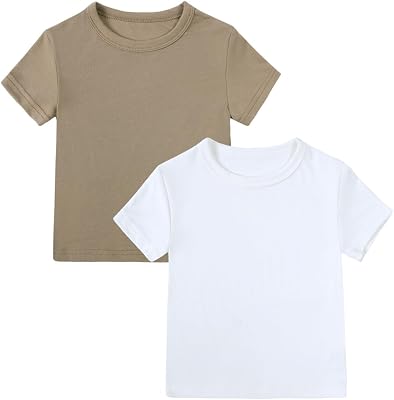 Kids Tales 2 Pack Girls Summer T-Shirts Little Boys Solid Color Short Sleeve Tee Tops Toddler Crewneck Pullover Shirt